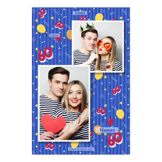 Sześćdziesiątka + balony + 308 biały z tekstem Sześćdziesiątka + balony + 308 biały z tekstem