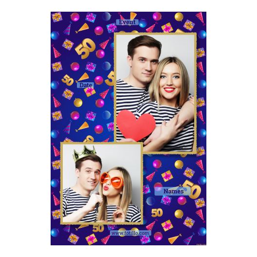 Pięćdziesiątka + balony i prezenty + 309 złoty z tekstem Pięćdziesiątka + balony i prezenty + 309 złoty z tekstem