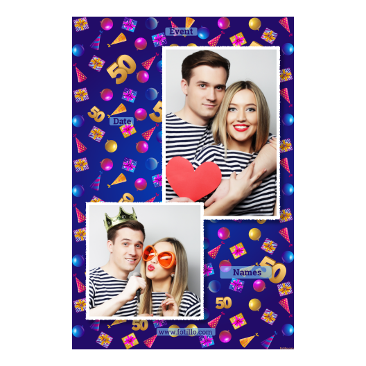 Pięćdziesiątka + balony i prezenty + 309 biały z tekstem Pięćdziesiątka + balony i prezenty + 309 biały z tekstem