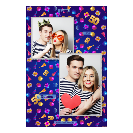 Pięćdziesiątka + balony i prezenty + 310 z tekstem Pięćdziesiątka + balony i prezenty + 310 z tekstem