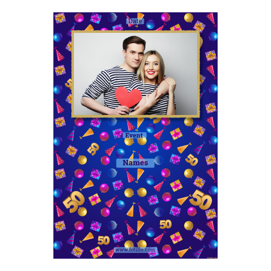 Pięćdziesiątka + balony i prezenty + 311 złoty z tekstem Pięćdziesiątka + balony i prezenty + 311 złoty z tekstem