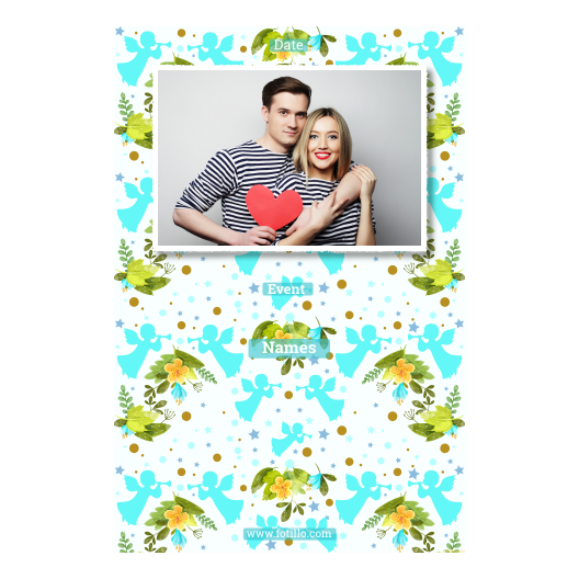 Pierwsza Komunia Święta + Kwiaty, anioły + 311 biały z tekstem Pierwsza Komunia Święta + Kwiaty, anioły + 311 biały z tekstem