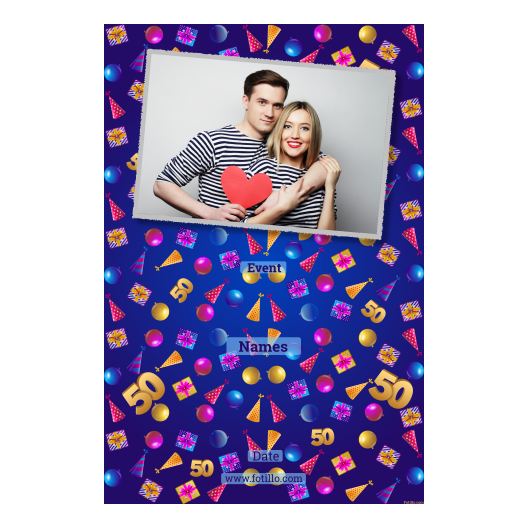 Pięćdziesiątka + balony i prezenty + 312 z tekstem Pięćdziesiątka + balony i prezenty + 312 z tekstem