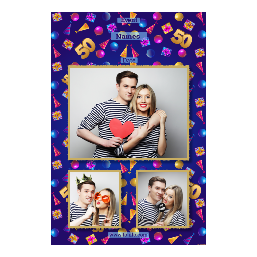 Pięćdziesiątka + balony i prezenty + 316 złoty z tekstem