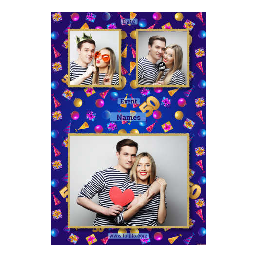 Pięćdziesiątka + balony i prezenty + 318 złoty z tekstem Pięćdziesiątka + balony i prezenty + 318 złoty z tekstem