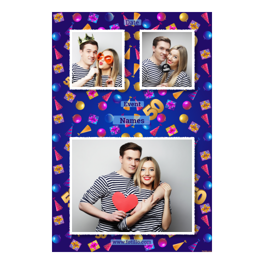 Pięćdziesiątka + balony i prezenty + 318 biały z tekstem Pięćdziesiątka + balony i prezenty + 318 biały z tekstem