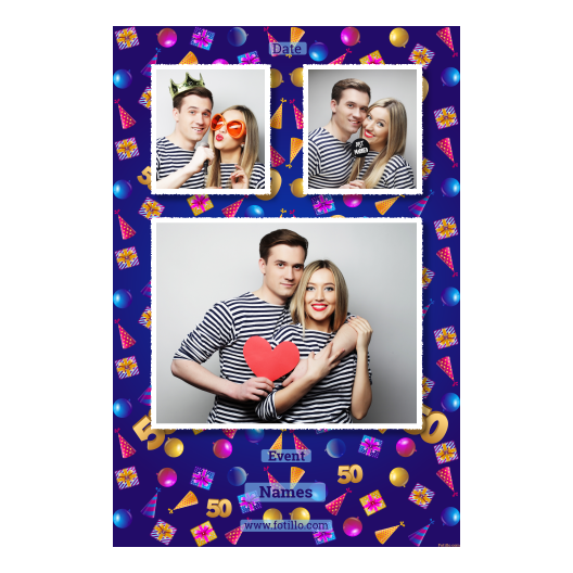 Pięćdziesiątka + balony i prezenty + 319 biały z tekstem Pięćdziesiątka + balony i prezenty + 319 biały z tekstem