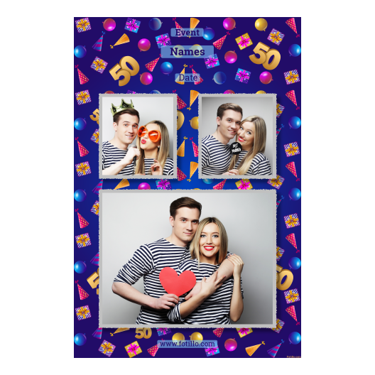 Pięćdziesiątka + balony i prezenty + 320 z tekstem Pięćdziesiątka + balony i prezenty + 320 z tekstem