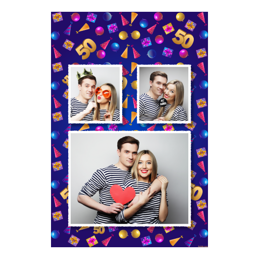 Pięćdziesiątka + balony i prezenty + 320 biały Pięćdziesiątka + balony i prezenty + 320 biały