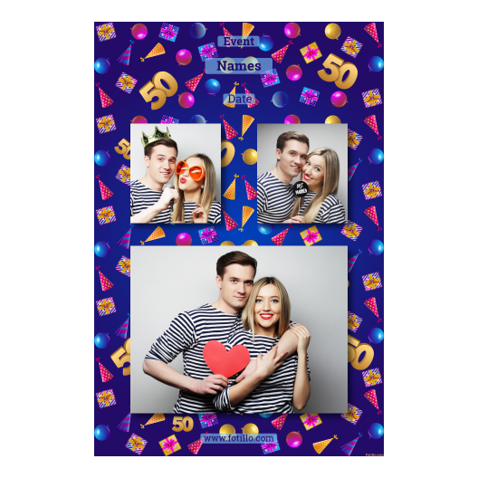 Pięćdziesiątka + balony i prezenty + 320 brak ramki z tekstem Pięćdziesiątka + balony i prezenty + 320 brak ramki z tekstem