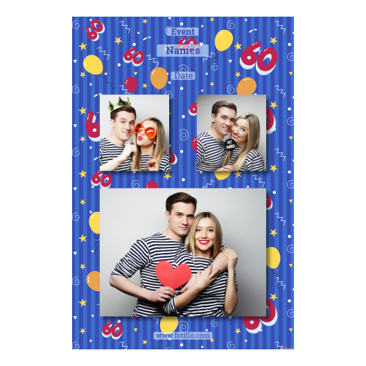 Sześćdziesiątka + balony + 320 brak ramki z tekstem Sześćdziesiątka + balony + 320 brak ramki z tekstem