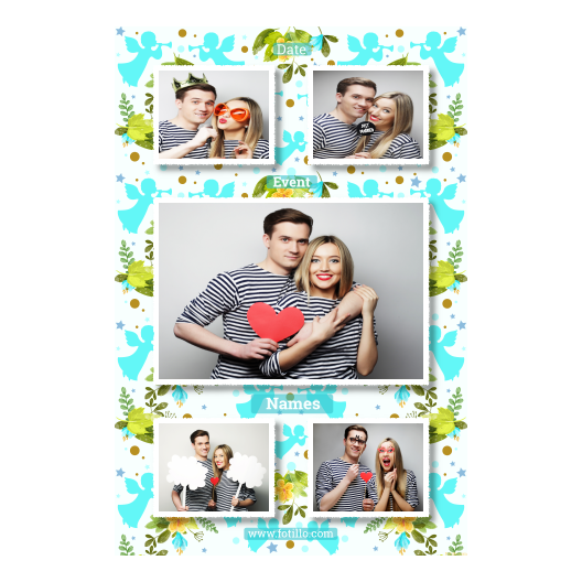 Pierwsza Komunia Święta + Kwiaty, anioły + 321 biały z tekstem Pierwsza Komunia Święta + Kwiaty, anioły + 321 biały z tekstem