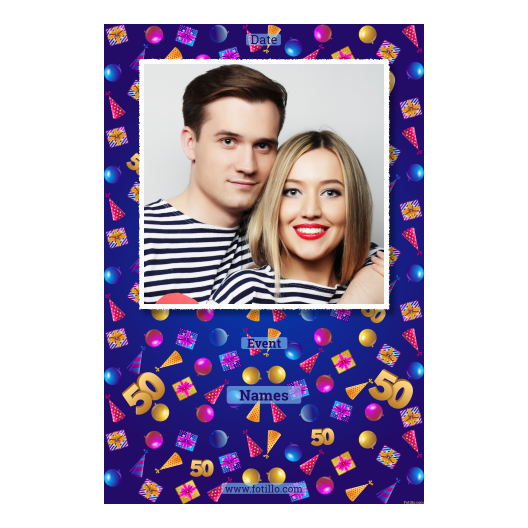 Pięćdziesiątka + balony i prezenty + 324 biały z tekstem Pięćdziesiątka + balony i prezenty + 324 biały z tekstem