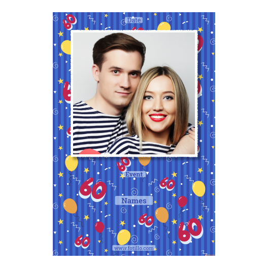 Sześćdziesiątka + balony + 324 biały z tekstem Sześćdziesiątka + balony + 324 biały z tekstem