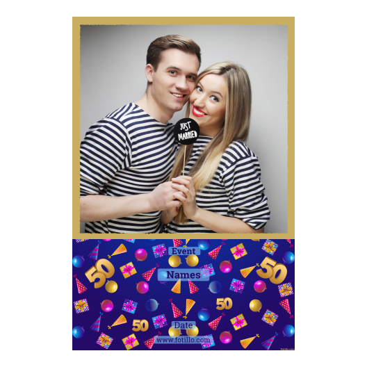 Pięćdziesiątka + balony i prezenty + 325 złoty z tekstem Pięćdziesiątka + balony i prezenty + 325 złoty z tekstem