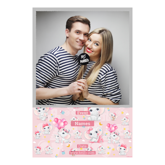 Template 325 consisting of 1 photo – Baby Shower + elephants - Image 4