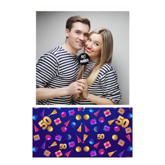 Pięćdziesiątka + balony i prezenty + 325 biały Pięćdziesiątka + balony i prezenty + 325 biały