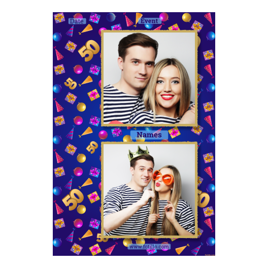 Pięćdziesiątka + balony i prezenty + 329 złoty z tekstem Pięćdziesiątka + balony i prezenty + 329 złoty z tekstem