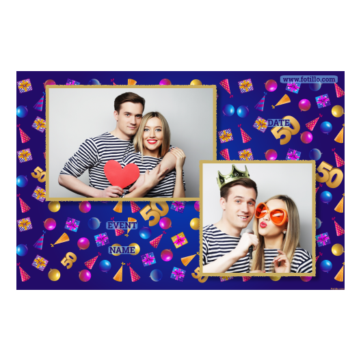 Pięćdziesiątka + balony i prezenty + 402 złoty z tekstem Pięćdziesiątka + balony i prezenty + 402 złoty z tekstem