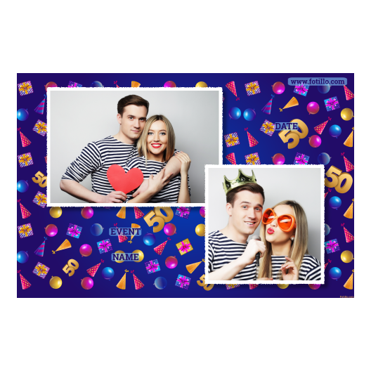 Pięćdziesiątka + balony i prezenty + 402 biały z tekstem Pięćdziesiątka + balony i prezenty + 402 biały z tekstem