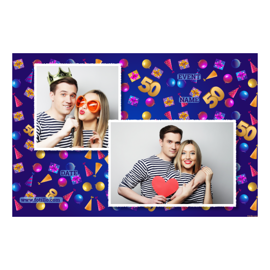 Pięćdziesiątka + balony i prezenty + 403 biały z tekstem Pięćdziesiątka + balony i prezenty + 403 biały z tekstem