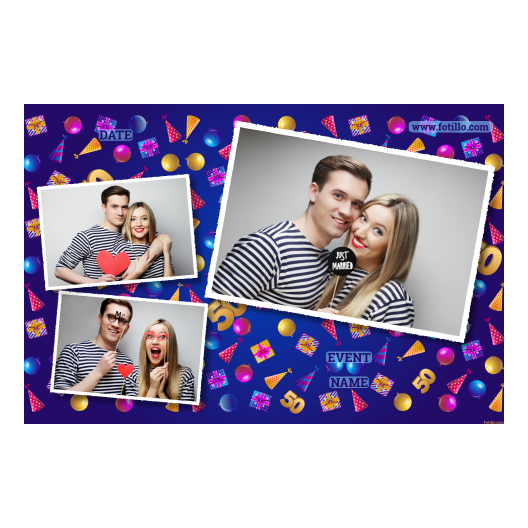 Pięćdziesiątka + balony i prezenty + 406 biały z tekstem