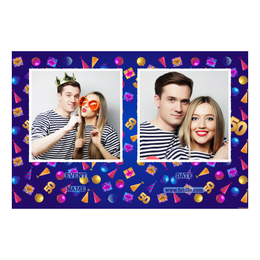 Pięćdziesiątka + balony i prezenty + 407 biały z tekstem Pięćdziesiątka + balony i prezenty + 407 biały z tekstem