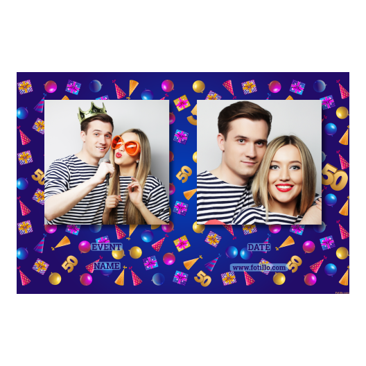 Pięćdziesiątka + balony i prezenty + 407 brak ramki z tekstem Pięćdziesiątka + balony i prezenty + 407 brak ramki z tekstem