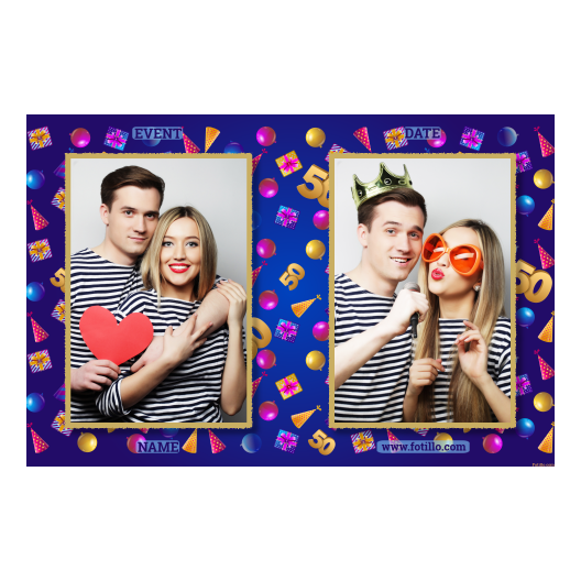 Pięćdziesiątka + balony i prezenty + 411 złoty z tekstem Pięćdziesiątka + balony i prezenty + 411 złoty z tekstem