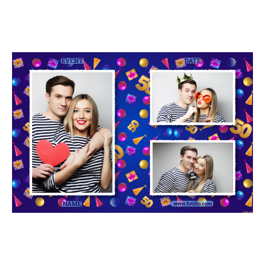 Pięćdziesiątka + balony i prezenty + 413 biały z tekstem Pięćdziesiątka + balony i prezenty + 413 biały z tekstem