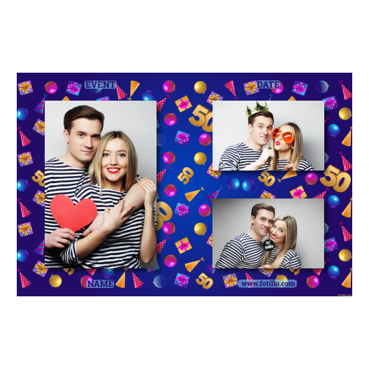 Pięćdziesiątka + balony i prezenty + 413 brak ramki z tekstem Pięćdziesiątka + balony i prezenty + 413 brak ramki z tekstem
