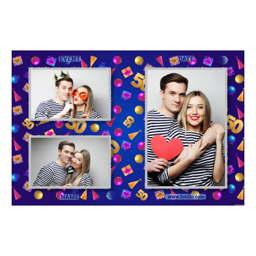 Pięćdziesiątka + balony i prezenty + 414 z tekstem Pięćdziesiątka + balony i prezenty + 414 z tekstem