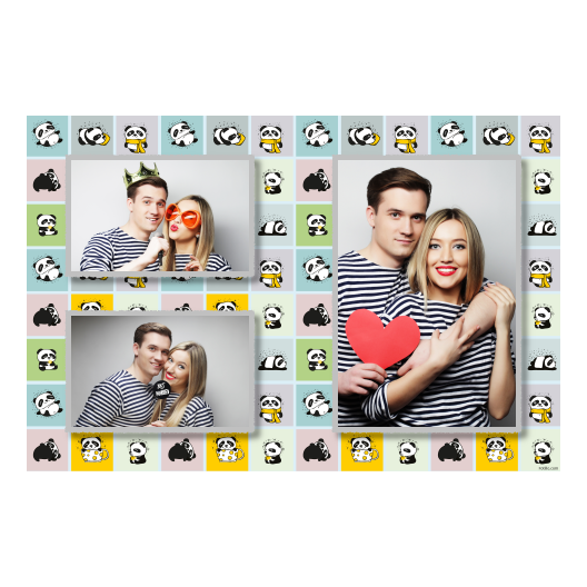 Panda's Day + collage + 414 silver