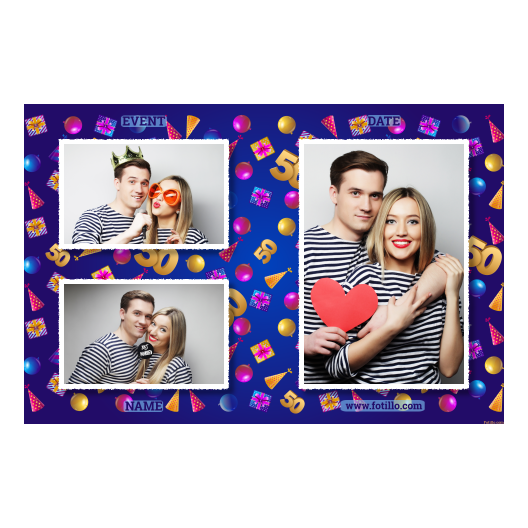 Pięćdziesiątka + balony i prezenty + 414 biały z tekstem Pięćdziesiątka + balony i prezenty + 414 biały z tekstem