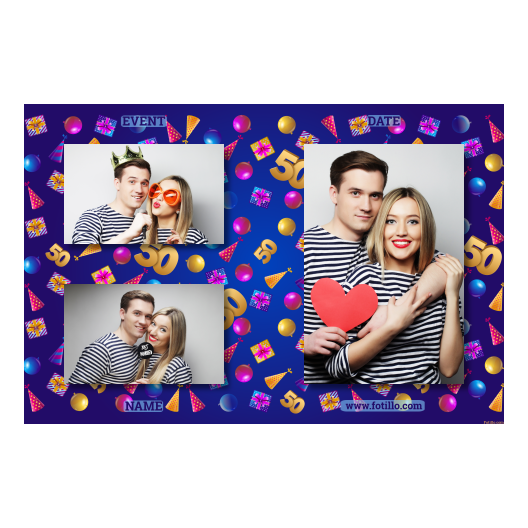 Pięćdziesiątka + balony i prezenty + 414 brak ramki z tekstem Pięćdziesiątka + balony i prezenty + 414 brak ramki z tekstem