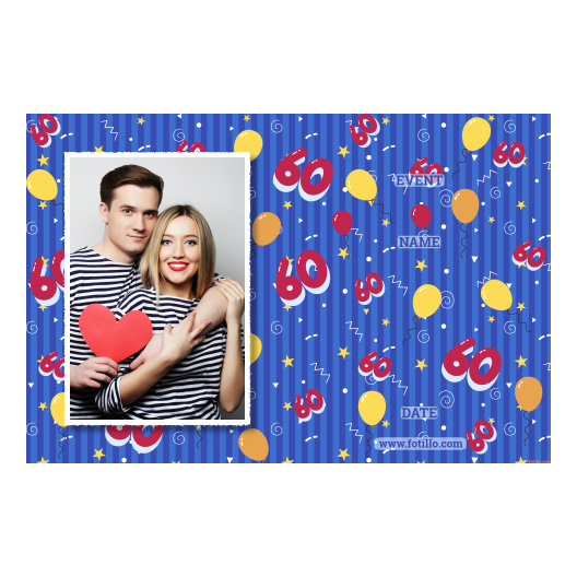 Sześćdziesiątka + balony + 415 biały z tekstem Sześćdziesiątka + balony + 415 biały z tekstem