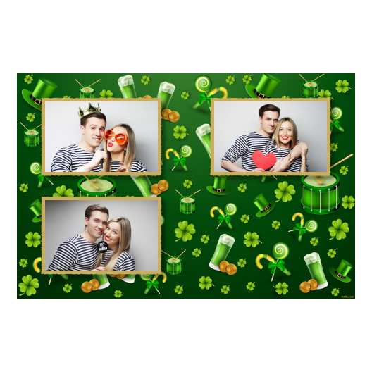 Template 418 consisting of 3 photos – St Patrick's Day + shamrock - Image 1