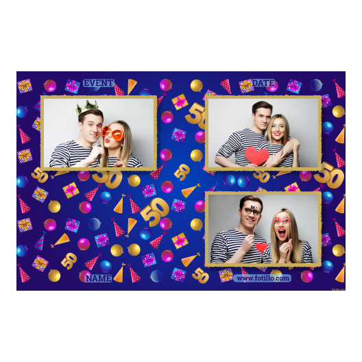 Pięćdziesiątka + balony i prezenty + 419 złoty z tekstem Pięćdziesiątka + balony i prezenty + 419 złoty z tekstem