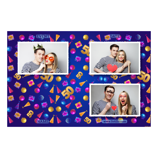 Pięćdziesiątka + balony i prezenty + 419 biały z tekstem Pięćdziesiątka + balony i prezenty + 419 biały z tekstem