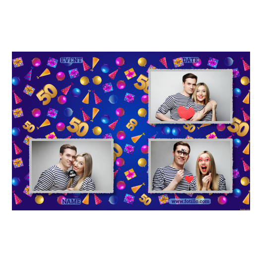 Pięćdziesiątka + balony i prezenty + 421 z tekstem Pięćdziesiątka + balony i prezenty + 421 z tekstem