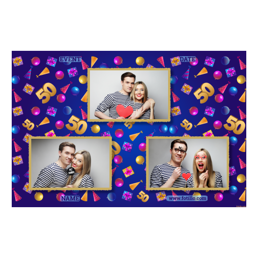 Pięćdziesiątka + balony i prezenty + 422 złoty z tekstem