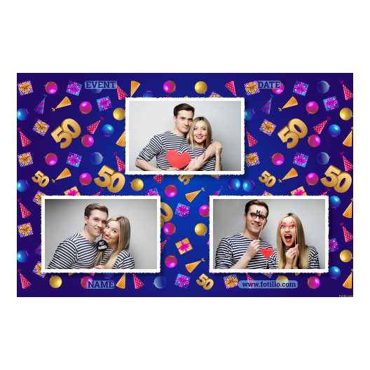 Pięćdziesiątka + balony i prezenty + 422 biały z tekstem