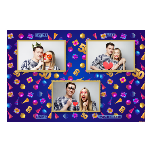 Pięćdziesiątka + balony i prezenty + 423 złoty z tekstem