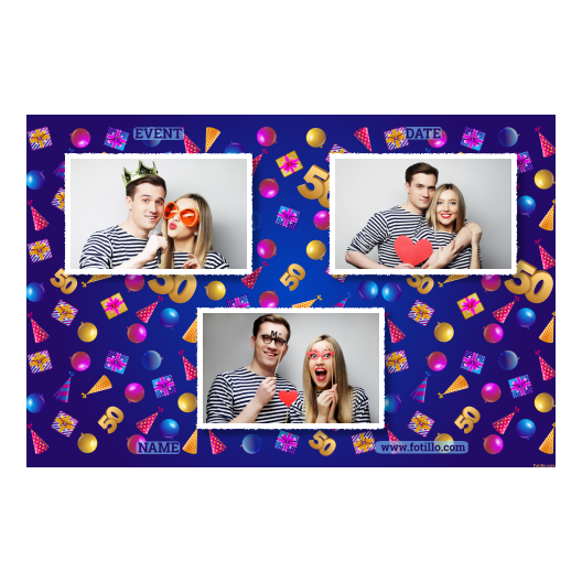 Pięćdziesiątka + balony i prezenty + 423 biały z tekstem