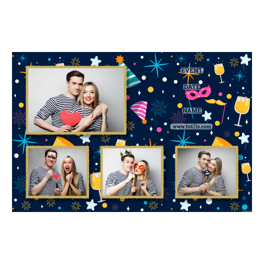 Przyjęcie sylwestrowe + Fajerwerki, gwiazdy + 424 złoty z tekstem Przyjęcie sylwestrowe + Fajerwerki, gwiazdy + 424 złoty z tekstem