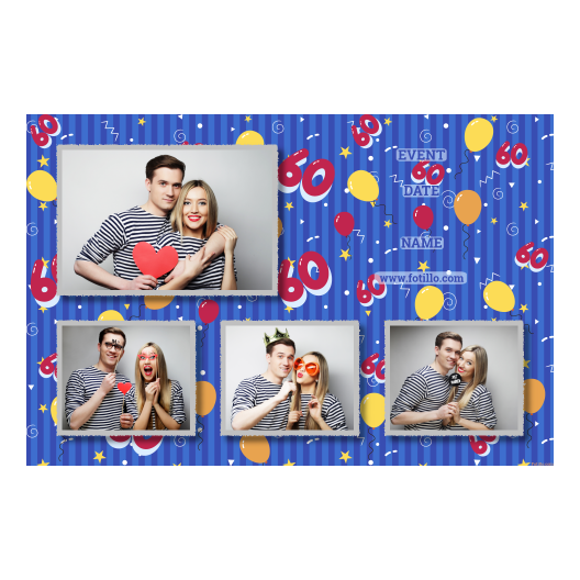 Sześćdziesiątka + balony + 424 z tekstem Sześćdziesiątka + balony + 424 z tekstem