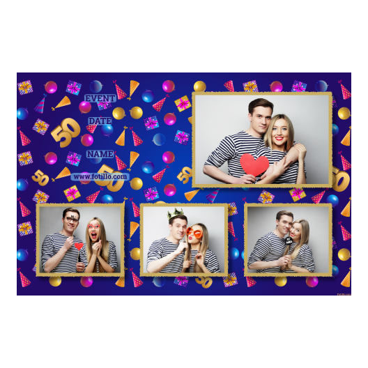 Pięćdziesiątka + balony i prezenty + 425 złoty z tekstem Pięćdziesiątka + balony i prezenty + 425 złoty z tekstem