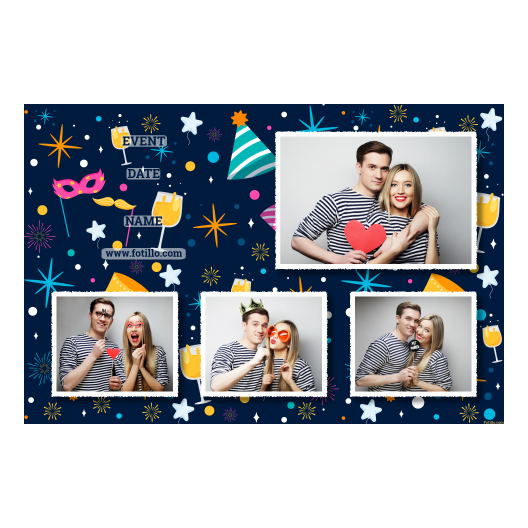 Przyjęcie sylwestrowe + Fajerwerki, gwiazdy + 425 biały z tekstem Przyjęcie sylwestrowe + Fajerwerki, gwiazdy + 425 biały z tekstem