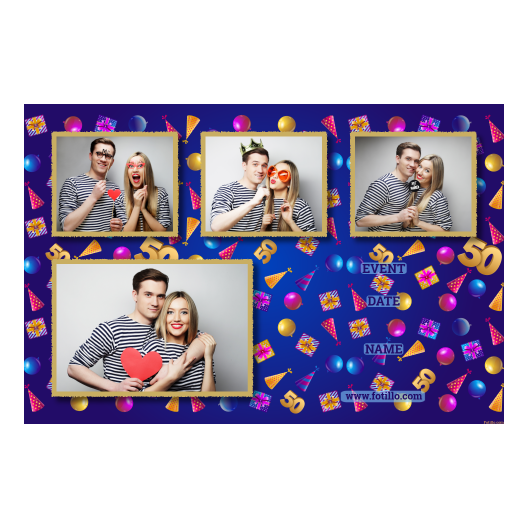 Pięćdziesiątka + balony i prezenty + 427 złoty z tekstem