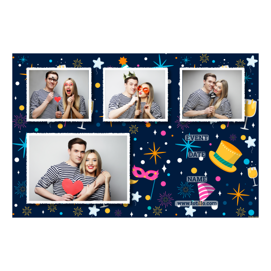 Przyjęcie sylwestrowe + Fajerwerki, gwiazdy + 427 biały z tekstem Przyjęcie sylwestrowe + Fajerwerki, gwiazdy + 427 biały z tekstem